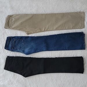 Old Navy Pants Bundle 3 Pairs Beige Chinos, Blue Jean, Black Jean Boys Size 14